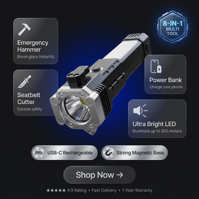 8 in 1 Portable Rechargeable Torch LED Flashlight